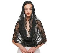 FEOYA Voile d'église Chapelle en Dentelle Voile de Tête Mantille Catholique Messe Latin Étole Écharpe de Mariage E1