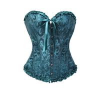 FePen Corset Femme, Broderie Bustier Classique,Sexy Steampunk Gothique Bustier Top, Floral Ruched Sleeves Bustier
