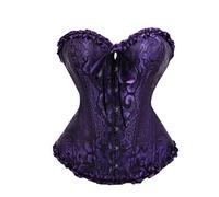 FePen Corset Femme, Broderie Bustier Classique,Sexy Steampunk Gothique Bustier Top, Floral Ruched Sleeves Bustier