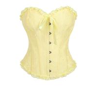 FePen Corset Femme, Broderie Bustier Classique,Sexy Steampunk Gothique Bustier Top, Floral Ruched Sleeves Bustier