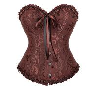 FePen Corset Femme, Broderie Bustier Classique,Sexy Steampunk Gothique Bustier Top, Floral Ruched Sleeves Bustier