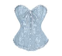 FePen Corset Femme, Broderie Bustier Classique,Sexy Steampunk Gothique Bustier Top, Floral Ruched Sleeves Bustier