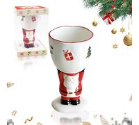 FePen Tasse de Noël, Tasse à Café de Noel en Céramique Tasse Mug avec couvercle et cuillère, Tasses à Thé en Céramique Père Kawaii a Cafe Tasses pour Cadeau de Noëls (High red)