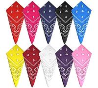 FEPITO 10 pièces Paisley Bandanas assorties Cowboy Bandanas unisexe nouveauté tête d'impression Wrap écharpe bracelet pour adultes et enfants (10 couleurs)