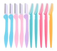 FEPITO 10 Pièces Rasoirs à Sourcils Rasoir Visage pour Femmes et Hommes Visage Détachants De Cheveux, 5 Pièces Masques pour Sourcils Pliables et 5 Pièces Rasoirs pour Sourcils Pliables