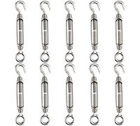 FEPITO 10pcs tendeur de fil de tendeur 304 crochet et oeil tendeur réglable M4 tendeur en acier inoxydable Set Heavy Duty