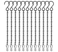 FEPITO 12 Pack Black Hanging Chains, 10 inch Hanging Basket Chains, Garden Plant Hangers Metal Chains with Hooks Clips for Bird Feeders, Wind Chimes, Lanterns, Planters, Decorative Ornaments