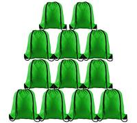 FEPITO 12 Pack Cordon Sac À Dos Sacs Fourre-Tout Sac Cinch Sac Chaîne Sac À Dos en Vrac pour Gym Voyager, Vert Foncé