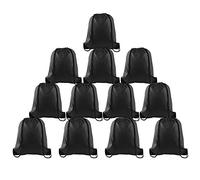 FEPITO 12 Pack Sacs À Dos Sac À Dos Sac Fourre-Tout Sac Cinch Sac À Dos pour Gym Voyager, Noir