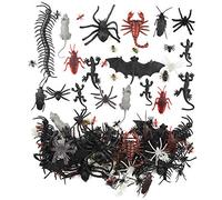 FEPITO 160 PCS Plastique Halloween Araignées Cafards Scorpions Rats Geckos Centipedes Mouches Chauves-Souris Bogues Réalistes Insectes Jouets Prank Nouveauté pour Halloween Décorations