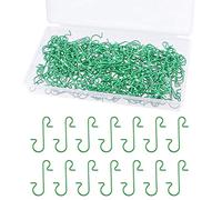 FEPITO 200 Pcs De Noël Ornement Crochets Vert en Acier Inoxydable De Noël Ornement Cintres Parfait pour Art Craft Arbre De Noël Décorations