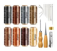 FEPITO 21pcs en Cuir Fil Ciré 8 Couleur 264 Verges 150D À Coudre Cordon Outils À La Main Kit pour DIY Couture Artisanat (Waxed Thread+Tools)