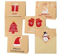 FEPITO 30pcs Joyeux Noël Cartes Vœux Kraft Carte avec Enveloppes et Autocollants, 4,72 x 3,95 pouces