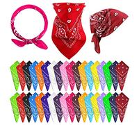FEPITO 36 Pcs Paisley Bandanas Cowboy Bandana Paisley Print Head Wrap Foulard