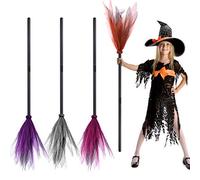 FEPITO 4 Pcs Halloween Balai De Sorcière Wicked Sorcière Costume Accessoires Décorations De Sorcière Balai pour Halloween Costumes Partie