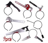 FEPITO 7 Pcs Halloween Bandes De Cheveux D'horreur Bandeaux Zombie Cleaver Axe Ciseaux Marteau Motif Bandeaux pour Halloween Carnaval Mascarade, 7 Styles