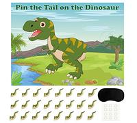FEPITO Épinglez la Queue sur Le Jeu de Dinosaure avec 24 queues de PC pour Les Fournitures de fête d'anniversaire de Dinosaure, Jeu de fête de Dinosaure pour garçon (Dinosaur)
