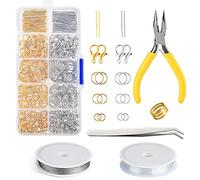 FEPITO Kit de Fabrication de Bijoux Argent et Or Fermoirs de Homard Ouvrir Les Anneaux de Saut et Les Conclusions de Bijoux Pin avec Pinces