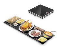 FEPPO Plateaux chauffants pour buffets de fête, chauffe-aliments modulaire 3 en 1 extra longs de 119,4 x 38,1 cm avec contrôle indépendant de la température et de la minuterie, tapis chauffant en