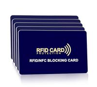 Fepukew Lot de 5 cartes de blocage RFID, protection complète du portefeuille, protection de passeport NFC sans contact, pour homme et femme, design fin, s'adapte parfaitement au portefeuille/sac à