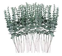 FEQO 36 Pcs Branches D'eucalyptus Artificielle Faux Eucalyptus Tiges D'eucalyptus Artificielles Simulation Feuilles D'eucalyptus Plante Artificielle pour Mariage Maison Cuisine Décoration, Gris Vert