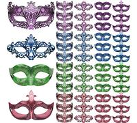 FEQO 48 Pièces Masque Vénitien Mascarade Vintage Antiques Masque Rétro Mascarade Carnaval Masqué Bal pour Femme Homme Halloween Party