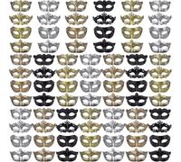 FEQO 80 Pièces Masque Vénitien Mascarade Vintage Antiques Masqué Rétro Mascarade Carnaval pour Femme Homme(Papillon, Prince, Princesse, Peri)