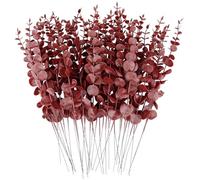 FEQO Lot de 36 tiges d'eucalyptus artificielles avec Fausses Feuilles d'eucalyptus - 38,1 cm - pour Vase, Bouquet de Mariage, Maison