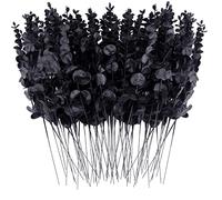 FEQO Lot de 72 tiges d'eucalyptus artificielles de 38,1 cm pour Bouquet de Mariage, décoration d'intérieur, Noir