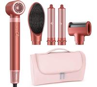 Fer à air chaud 5 en 1 à grande vitesse - Brosse professionnelle sans frisottis - Sèche-cheveux à séchage rapide, sans dommages causés par la chaleur - Curl, volume, lissage avec sac de voyage