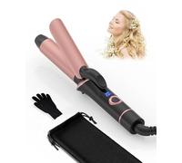 Fer à Boucler, 25mm Boucleur a Cheveux, Mini fer a Boucler fer a Friser en Céramique, Minis de Voyage Portables avec Affichage LCD 120°C-200°C, Chauffage Rapide PTC (Rose Noire)