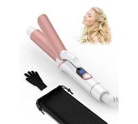 Fer à Boucler, 25mm Boucleur a Cheveux, Mini fer a Boucler fer a Friser en Céramique, Minis de Voyage Portables avec Affichage LCD 120°C-200°C, Chauffage Rapide PTC (Rose Blanche)
