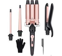 Fer à Boucler 3 Tete Boucleur a Cheveux et Lisseur Céramique Plaque Onduler Fr r 4 Barils en 1 Professionnel Wavy Set pour Les[87]