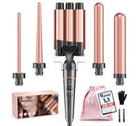Fer à boucler 5 en 1 BESTOPE PRO - 3 barils céramique pour boucles et ondulations, chauffe rapide, 2 températures, gant et 2 pinces inclus, anti-frisottis, tension universelle, coiffage facile
