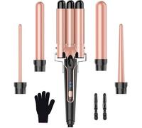 Fer à Boucler 5 en 1 Multifonction avec Écran LED, Fer à Boucler Triple Tube pour Coiffure Professionnelle