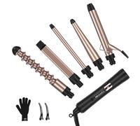 Fer à Boucler 5 en 1 PARWIN PRO BEAUTY Multifonctionnel Interchangeable Kit Fer à Friser avec Tourmaline en céramique et 140-230°C Température réglable Boucleur a Cheveux avec écran LCD