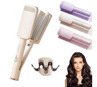 Fer à boucler anti-brûlure, 2025 Upgrade Big Wave Hair Curler, 32MM Deep Waver Curling Iron, French Wave Curling Iron with 4 Temperature Control (Blanc)