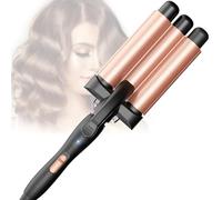 Fer à Friser 3 Barils Beach Waves - Céramique Boucleur 3 Tete Ondulé,2 Températures, Chauffage Rapide Gaufre wavy Hair,Convient aux Cheveux longs et Courts, Rose