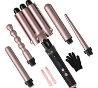 Fer à friser Aoucheni Set de fer à friser 5 en 1 avec 3 fûts Fer à friser, 60S Réchauffement rapide Réglage de la température avec gant 2 clips, pour les grandes Pas de boucles Fer à friser en céramiq