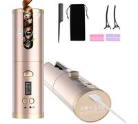 Fer à Friser Automatique Sans Fil, Fer à Boucler Auto Rotatif Portable, Boucleur a Cheveux Rechargeable USB,6 Températur-Doré