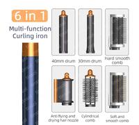 Fer À Friser Multi-Professionnel 6 En 1,Fer À Friser,Lisseur,Baril De Friser,Brosse,Sèche-Cheveux,Outil De Coiffure Pour Salon De Coiffure,Maison.6 In 1 Treasure Blue.