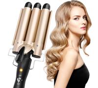 Fer à friser ondulé à 3 rouleaux avec température réglable, fer ondulé à friser 25 mm Mermaid Hair Waver Chauffage rapide Grande vague pour cheveux longs/courts