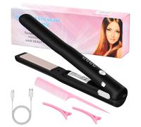 Fer à Lisser Voyage Sans Fil 2 En 1, Fer à Lisser et à Boucler Sans Fil, Mini Lisseur de Voyage Portable, Lisseur Cheveux Sans Fil Mini, Portable Mini Lisseur pour les Voyages, 4 Modes de Chauffage