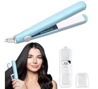 Fer à Lisseur 2 En 1, Lisseur Cheveux Court, Mini Fer à Lisser En Céramique, Lisseur Cheveux Vapeur, Petit Fer à Friser De Voyage, Pour Tous Types De Cheveux, Frange, La Maison Ou Le Salon (Bleu)