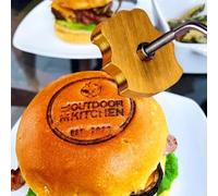 Fer À Marquer Personnalisé pour Burger, Fer À Marquer pour Steak, Fer À Marquer pour Viande pour Griller, Fer À Marquer pour BBQ, Convient pour Les Petits Pains en Bois Cuir