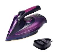 Fer à repasser de voyage Fer à vapeur de voyage, semelle antiadhésive, 2400W, sans fil, 360ML, violet