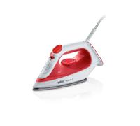 Braun TexStyle 1 SI 1019, fer à repasser à vapeur, revêtement antiadhésif, thermostat, 25 g/min en mode Turbo, capacité réservoir d'eau 220 ml, 1900 W, rouge/blanc