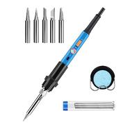 Fer à Souder 60W Kit de Soudure Precision Numérique Souder 220℃~480℃ Température Réglable Souder Électrique avec Interrupteur ON/OFF,5 Pointes de Rechange pour Réparation Soudage Brasage Quotidiens