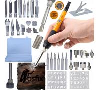 fer à souder 8 en 1 Rosfix Orange Pitbull OP60W avec régulateur de température + 30 outils pour la cuisson du bois + organisateur en plastique