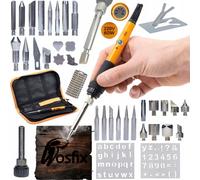 fer à souder 8 en 1 Rosfix Orange Pitbull OP60W avec régulateur de température + 30 outils pour la cuisson du bois + organisateur d'outils Rosfix